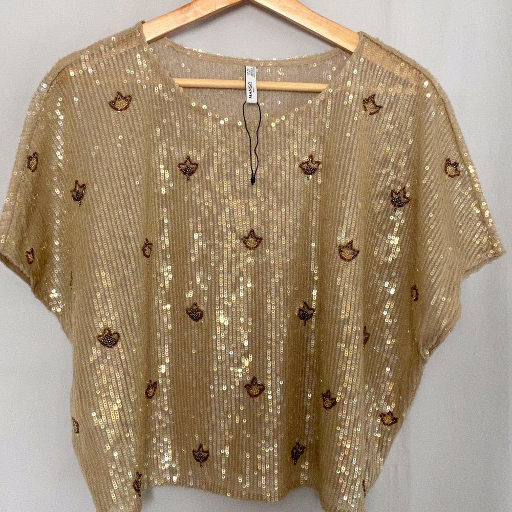 NWOT Mango Suit Sequin Top Size XS